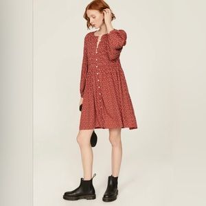 Madewell Smocked Red Floral Dress